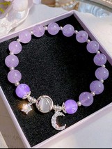 Moon and star bracelet, bracelet with charms and strass, simil pandora b... - $19.00