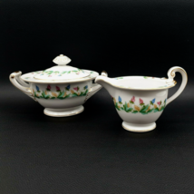 Aladdin Fine China Hollandia Creamer Sugar Bowl Set Occupied Japan Flower - £22.15 GBP