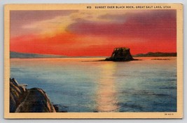 Beautiful Orange Sunset Over Black Rock Great Salt Lake Utah Postcard M23 - £6.25 GBP