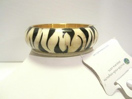 Zebra Tiger Pattern Bangle Bracelet Black On White New With Tag - £12.01 GBP