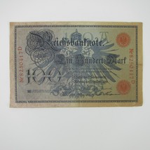 German 100 Mark Banknote Paper Currency Berlin Germany Antique Original 1908 - £14.94 GBP