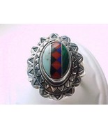 Genuine INLAID STERLING RING-Turquoise, Lapis, Malachite, Coral, Black O... - £75.93 GBP