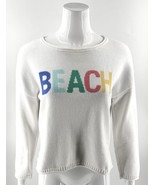 Escape by Habitat Sweater Size Small BEACH Colorful White Cotton Pullove... - $470.41 MXN