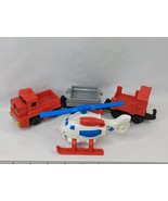 Fisher Price Geotrax Red Truck 2 Cars Helicopter Lot - $17.95