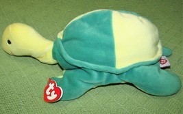 VINTAGE TY TURTLE SNAP 12&quot; PLUSH 1996 WITH HEART TAG GREEN YELLOW BUTTON... - $9.45