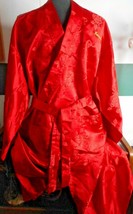 Luxuries Bright Red Floral Belted Kimono Robe One Size Fit Flared Sleeve (KAREN) - £45.39 GBP