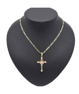 18k Layered Real Gold Filled Chain and Jesus Cross charm 24 Inches - $279.54 MXN