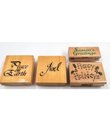 Christmas Greetings Noel Happy Holidays Rubber Ink Stamp Card Crafting L... - £8.60 GBP