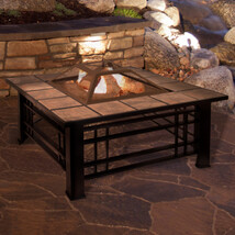 32 in. Square Wood Burning Tile Fire Pit Set - £208.71 GBP