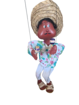 Vintage Mexican 15&quot; Marionette Puppet Hand Painted Maracas - $11.29