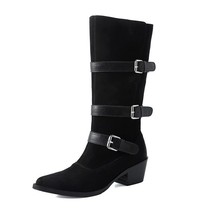 Spring autumn women boots with buckle western boots woman slip on simple handsome shoes thumb200