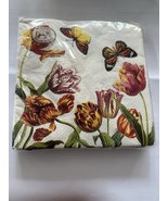 MICHEL DESIGN WORKS 20 TRIPLE PLY TULIPS PAPER COCKTAIL NAPKINS - $13.52 CAD