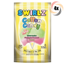 4x Bags Swirlz Tropical 3 Flavored Assorted Hand Spun Cotton Candy | 3.1oz - £14.70 GBP