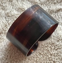 Vintage Lucite Tortoise Shell Brown Amber Wide Cuff Bracelet ~ Beautiful! - £29.72 GBP