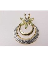 Genuine PERIDOT and DIAMOND Accent PENDANT in Gold over Sterling Silver - £32.07 GBP
