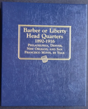 Whitman Barber or Liberty Head Quarter 1892-1916 P,D &amp; SF Coin Album Boo... - £25.12 GBP