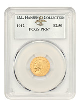 1912 $2.50 PCGS Proof 67 ex: D.L. Hansen - $63,656.25