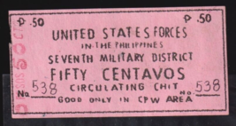 1944 United States Forces in the Philippines-7th Military District 50 Centavos. - £299.02 GBP