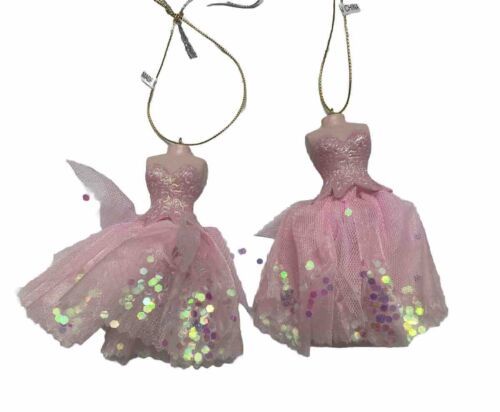 Midwest-CBK Lot o 2 Pinnk Ballerina Tutus on Bust Ornaments 4 inches high