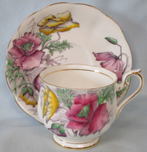 Royal Albert Flower of the Month Hampton Shaped Cup &amp; Saucer #8 Poppy - $24.74