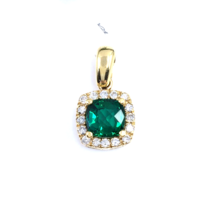 Women&#39;s Pendant Solid 18k Yellow Gold Natural Chrome Diopside Round Diamonds - £595.68 GBP
