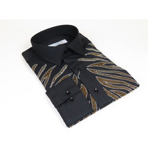 Men CEREMONIA Turkey Shirt 100% Cotton Fancy Rhine Stone #Roma 15 Black Slim Fit image 6