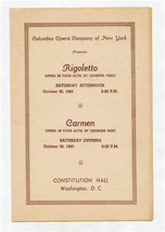 Columbia Opera 1943 Program Rigoletto &amp; Carmen Constitution Hall Washing... - $17.82