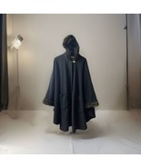 Le Moda Cape Poncho Womens One size Black Fleece Faux Fur Trimmed Hood &amp;... - $19.79