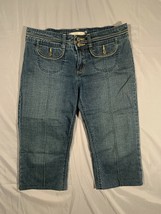 Levi&#39;s Denim Elastic Waist Shorts Juniors Size 11 32x17 Blue w/Button Pockets - £10.56 GBP