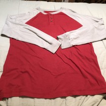 saddlebred comfort flex mens size large long sleeve Red Gray Button T Shirt - £7.70 GBP