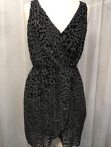 Rory Beca Women&#39;s Dress Leopard Print Velvet / Chiffon Faux Wrap Size Me... - $49.50