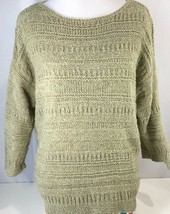 J Jill Pure Jill Womens Pullover Sweater Green 3/4 Sleeve Scoop Neck Petites S - £15.52 GBP