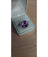 CLYDE DUNEIER STERLING CID 13.00ct CUSHION AMETHYST DIAMOND HALO RING SZ... - $237.60