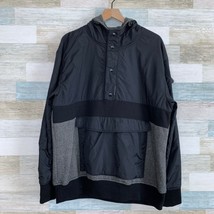 Ecko Unltd Half Snap Button Pullover Sweatshirt Jacket Black Gray Hooded... - £42.58 GBP