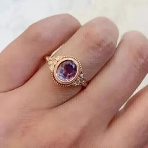 14k Rose Gold Plated Silver 2.50Ct  Simulated Amethyst Engagement Solitaire Ring - £95.74 GBP