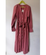 Ladies V Neck Buttoned Burgundy Cotton Made Dress Free People Brand Size S - $111.69