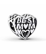 Best Mom Mother Heart Charm 925 Sterling Silver bead fit on European Bra... - £14.86 GBP