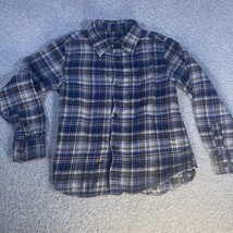 Faded Glory Plaid Button Up Flannel Shirt Blue And Brown Medium (8) - £11.95 GBP