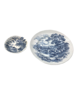 Enoch Wedgewood Dinner Plate 10&quot; and Fruit Dish 5.25 Countryside Blue Wh... - $27.97