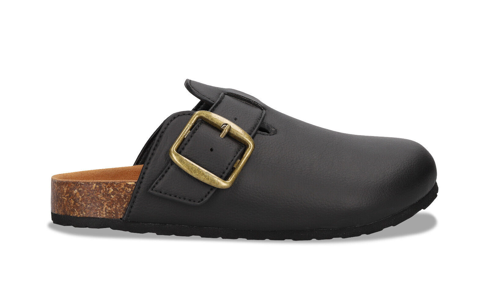 Sandali unisex vegan Apple Skin nero tallone scoperto imbottito cinghia ... - $68.72