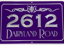 Engraved Personalized Custom House Number Street Address Purple Sign 15x9.5 - £28.02 GBP