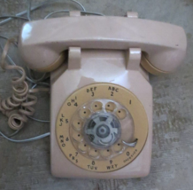Vtg Bell System Western Electric 500 DM Tan Beige 2 tone Rotary Dial Des... - $23.36