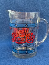 VINTAGE! Pepsi Pitcher Tiffany Style Stained Glass Pepsi Cola 1970&#39;s 8&quot; ... - $23.40