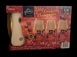 Glade Crisp Cranberry Champagne Automatic Spray Unit &amp; 3 Refills Limited Edition - $130.54