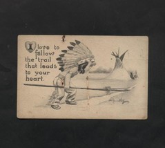 Lot 3 Vintage 1910s Valentine Cards Cupid American Indian   - £7.85 GBP
