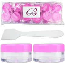 12Pcs 10G/10Ml Makeup Cream Cosmetic Pink Sample Jar Containers With Spa... - £11.80 GBP