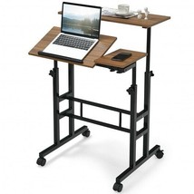 Mobile Standing up Desk Adjustable Computer Desk Tilting Workstation-Wal... - $97.96