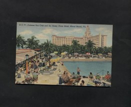 Vintage Postcard Linen Cabana Sun Club Roney Plaza Hotel Miami Florida Unused - £5.10 GBP