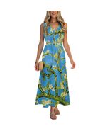 Almond Blossom Van Gogh Sleeveless V-neck Midi Dress (Size S - 5XL) - $35.00