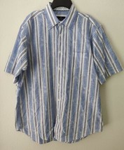 Bugatchi Mens Button Down Shirt Long Sleeve White/Blue Stripe Sz L - £15.56 GBP